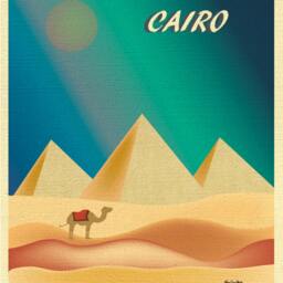 Cairo Print, Pyramid Vertical Cairo, Eygpt Travel Art, Gift, Wall Loose Petals Style E8-O-Cai - thumbnail 2