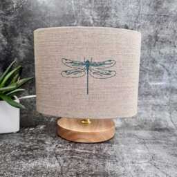 Sophie Allport Dragonfly Teal Linen Lampshade - Handmade Fabric Lamp Shade, Drum Oval Empire Or Candle Clip, Table Ceiling Light - thumbnail 2