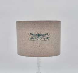 Sophie Allport Dragonfly Teal Linen Lampshade - Handmade Fabric Lamp Shade, Drum Oval Empire Or Candle Clip, Table Ceiling Light - thumbnail 1
