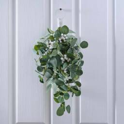 Eucalyptus & White Berries Christmas Door Swag - Wreath Artificial Holiday Decor - thumbnail 1