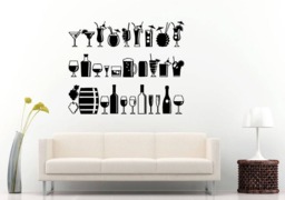 Bar Night Club Restaurant Cocktail Drinks Alcohol Beverages Glasses Pitcher Wall Sticker Decal Vinyl Mural Decor Art L2241