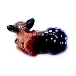 Miniature Ceramic Fawn Deer Sleeping Animal Little Brown White Figurine Tiny Statue Small Decoration Hand Painted Collectible Figure Deco - thumbnail 3
