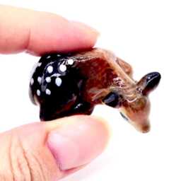 Miniature Ceramic Fawn Deer Sleeping Animal Little Brown White Figurine Tiny Statue Small Decoration Hand Painted Collectible Figure Deco - thumbnail 4