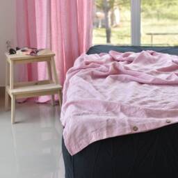 Duvet Cover Set & Pillow With Button Closure Melange Pink Color Stone Washed Seamless Full King Quilt Linen Duvet Cover Full - thumbnail 2