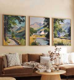 Set Of 3 Beddgelert Snowdonia Travel Poster, Wales Wall Art, Print, Scenic Decor, Welsh Landscape Art - thumbnail 1