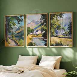 Set Of 3 Beddgelert Snowdonia Travel Poster, Wales Wall Art, Print, Scenic Decor, Welsh Landscape Art - thumbnail 3