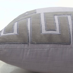 Greek Key Pillow Cover, Grey Pillow, Gray Linen Velvet Case, Greece Throw Gifts - thumbnail 3