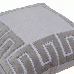 Greek Key Pillow Cover, Grey Pillow, Gray Linen Velvet Case, Greece Throw Gifts - thumbnail 2