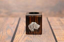 Setter - Wooden Candlestick With Dog, Souvenir, Decoration, Limited Edition, Collection - thumbnail 1