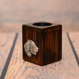 Setter - Wooden Candlestick With Dog, Souvenir, Decoration, Limited Edition, Collection - thumbnail 2