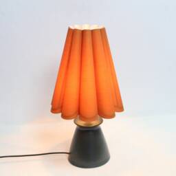 Handmade Scallop Ocher Fabric Table Lamp With Ceramic Base-62# - thumbnail 4