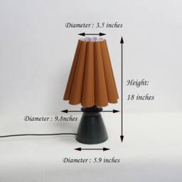Handmade Scallop Ocher Fabric Table Lamp With Ceramic Base-62# - thumbnail 2
