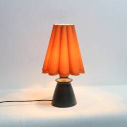 Handmade Scallop Ocher Fabric Table Lamp With Ceramic Base-62#