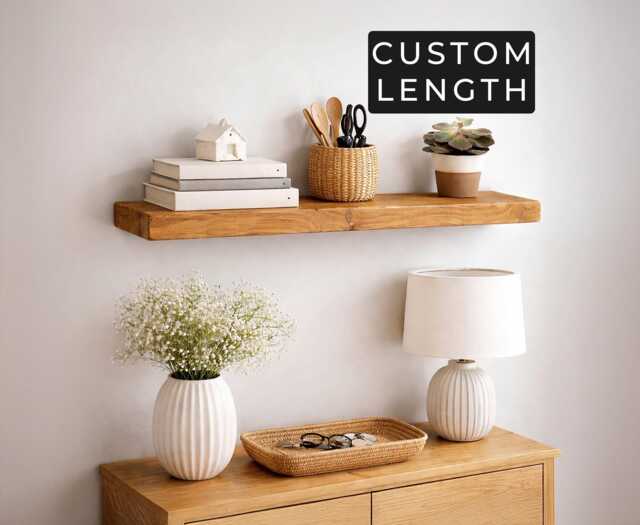 Floating Shelves - Made From Solid Wood. 15cm Wide By 3.5cm Thick. Various Finishes Available. Includes Masonry Wall Fixings - image 1
