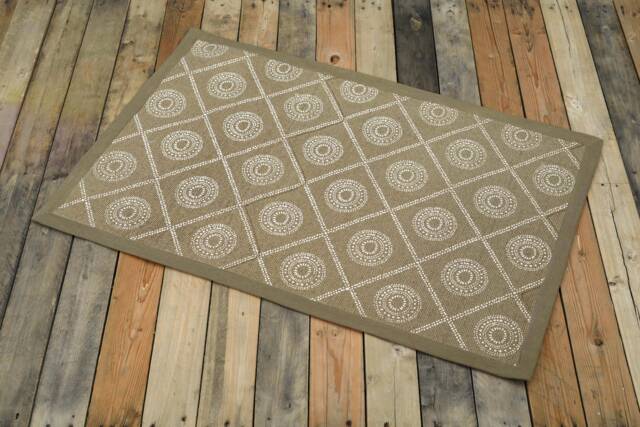 Geometric Tribal Printed Cotton Rug, Rustic Beige Decor - 24x36 Inches - image 1