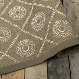 Geometric Tribal Printed Cotton Rug, Rustic Beige Decor - 24x36 Inches - thumbnail 3
