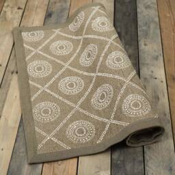 Geometric Tribal Printed Cotton Rug, Rustic Beige Decor - 24x36 Inches - thumbnail 2