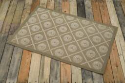 Geometric Tribal Printed Cotton Rug, Rustic Beige Decor - 24x36 Inches