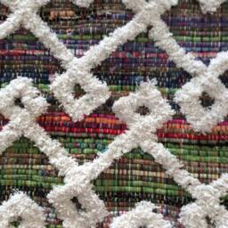 "Rag Rug/Chindi Floor J Scandinavian Area Rug, Boho Chic Hippie Rugs Multi Color Scrap Cotton Ready To Ship 48""x30" - thumbnail 4