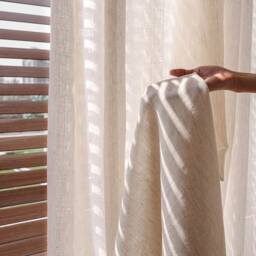 Lance Linen Sheer Curtain, Natural Custom Cotton Drapes, Extra Long Curtain For Bedroom, 1Pc - thumbnail 2