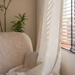 Lance Linen Sheer Curtain, Natural Custom Cotton Drapes, Extra Long Curtain For Bedroom, 1Pc - thumbnail 3