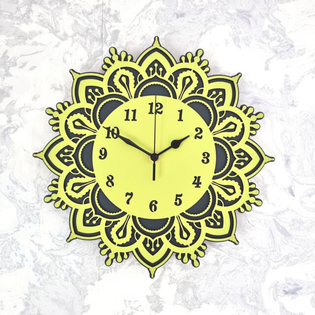 Flower Mandala Wall Clock Silent Non Ticking 30cm 60cm Ornament Gift Bedroom Kitchen Living Room - image 1