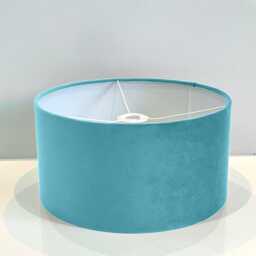 New Handmade Turquoise Blue Velvet Drum Lamp Shade Suitable For Tables & Ceilings With White Lining All Shapes Available Sizes On Demand - thumbnail 2