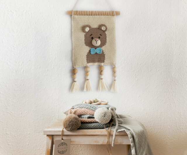 Decoration Of A Children's Room, Crochet Wall Decoration, Teddy Bear Portrait, Room - image 1