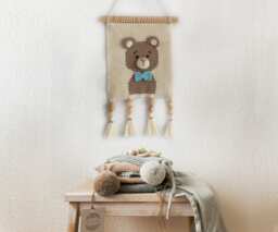 Decoration Of A Children's Room, Crochet Wall Decoration, Teddy Bear Portrait, Room - thumbnail 1