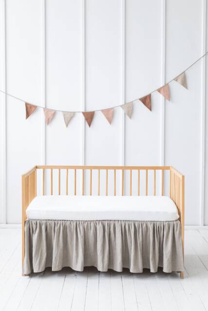 Linen Baby Fitted Sheet. Crib Flat Bedding For Boy Or Girl Room. Baby Shower Gift. Sheet Newborn - image 1