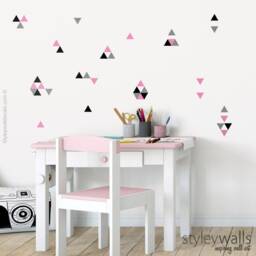 Triangles Wall Decal, Pattern Sticker, Geometric Shapes Decor, Home Living Room Decals - thumbnail 2