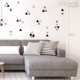 Triangles Wall Decal, Pattern Sticker, Geometric Shapes Decor, Home Living Room Decals - thumbnail 1