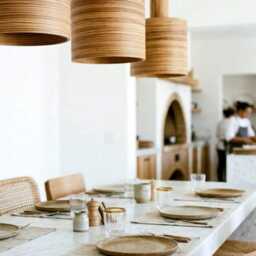 Set Of 3 Kitchen Island Wood Pendant Light Mid Century Chandelier - thumbnail 4