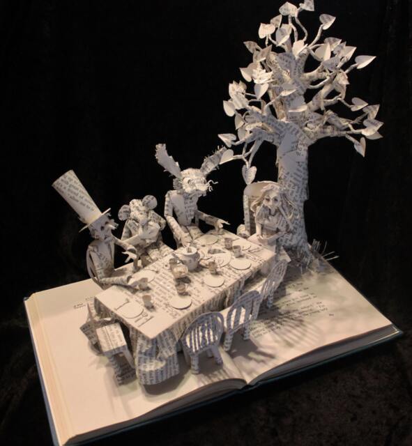 The Mad Hatter's Tea Party Book Sculpture - image 1