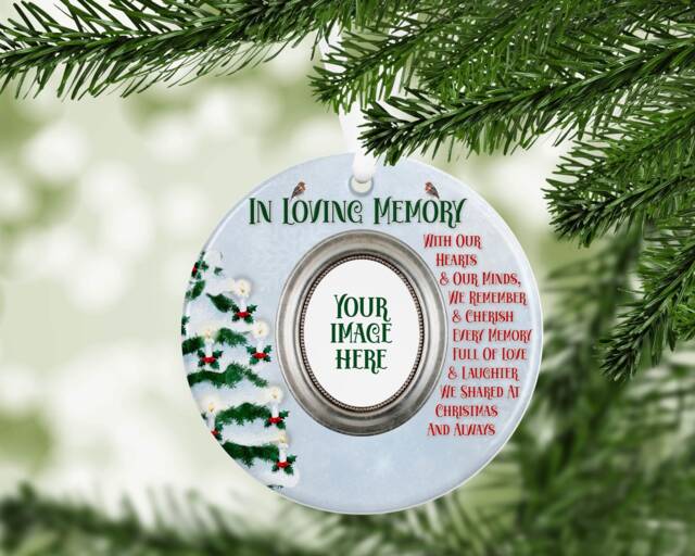 Memory in Heaven Christmas Personalised Photo Dad Mum Son Daughter Dog Gift Present Keepsake Novelty Bauble Tree Xmas