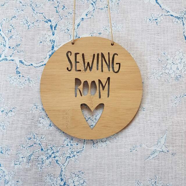 Sewing/Craft Room Wooden Bamboo Door Wall Hanging-Wall Art-Decoration-Decor-Sew-Plaque-Crafting-Sewer-Crafter - image 1
