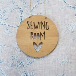 Sewing/Craft Room Wooden Bamboo Door Wall Hanging-Wall Art-Decoration-Decor-Sew-Plaque-Crafting-Sewer-Crafter - thumbnail 1
