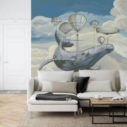 Whale Air Balloons Nursery Mural, Peel & Stick Wallpaper - thumbnail 2