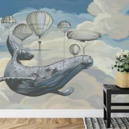 Whale Air Balloons Nursery Mural, Peel & Stick Wallpaper - thumbnail 3
