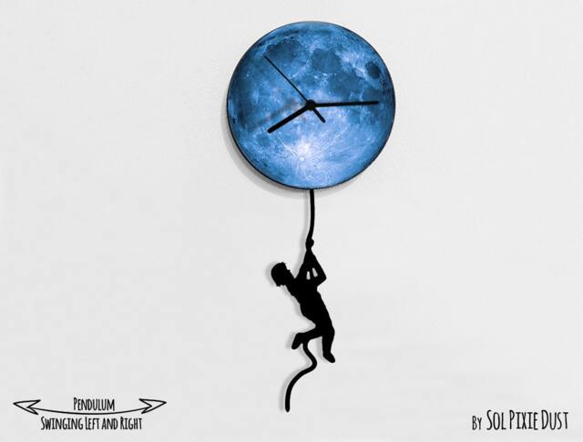 Boy Climbing On The Moon - Wall Clock With Pendulum Clock Unique Decor Gift Idea - image 1
