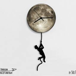 Boy Climbing On The Moon - Wall Clock With Pendulum Clock Unique Decor Gift Idea - thumbnail 2