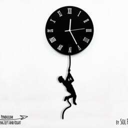Boy Climbing On The Moon - Wall Clock With Pendulum Clock Unique Decor Gift Idea - thumbnail 3