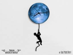 Boy Climbing On The Moon - Wall Clock With Pendulum Clock Unique Decor Gift Idea - thumbnail 1