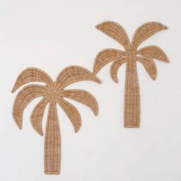 Wicker Palm Tree Wall Decor - Coastal Nursery Hanging, Set Of 2 - thumbnail 2