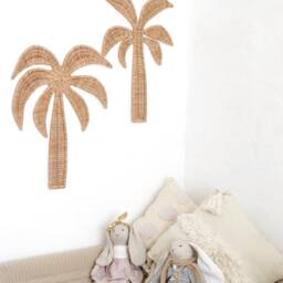 Wicker Palm Tree Wall Decor - Coastal Nursery Hanging, Set Of 2 - thumbnail 3