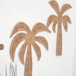 Wicker Palm Tree Wall Decor - Coastal Nursery Hanging, Set Of 2 - thumbnail 4