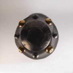 steel Wire Mesh Table Sculpture, Gold Pewter Ceramic Rounds - thumbnail 2
