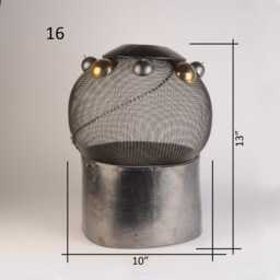 steel Wire Mesh Table Sculpture, Gold Pewter Ceramic Rounds - thumbnail 3