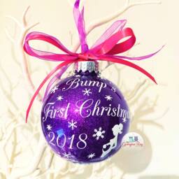 Bump's First Christmas Bauble 2025, Pregnancy Announcement Ornament, Mummy To Be Gift, Personalised Glitter Bauble, Expecting Keepsake - thumbnail 4