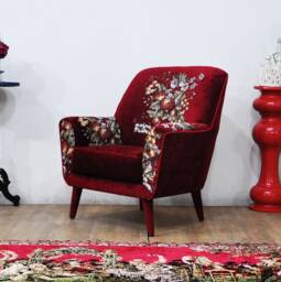 Bay Armchair - Maroon Gobelin - thumbnail 1